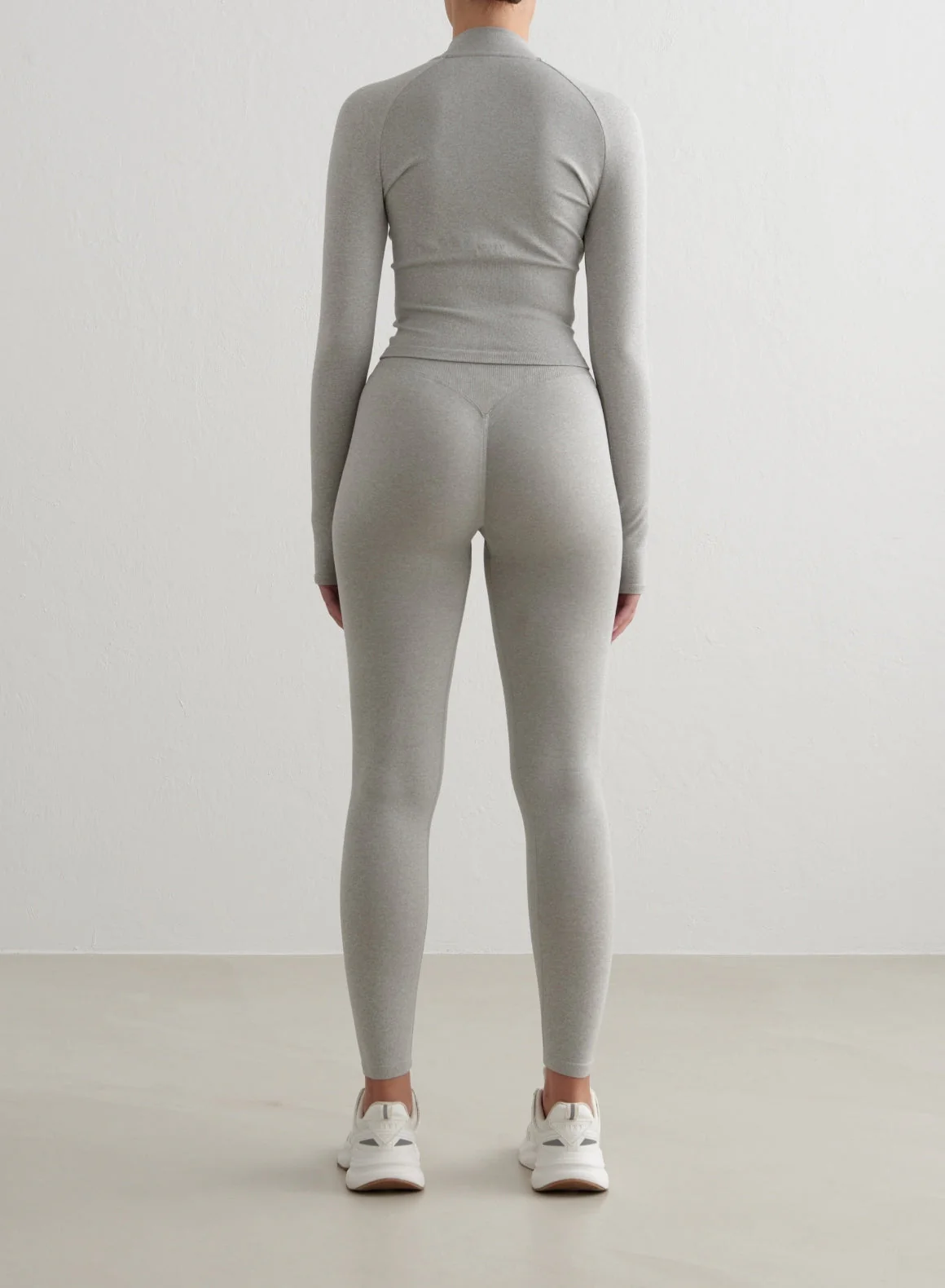 Grey Melange Shape Seamless Zip Jacket - Image 4