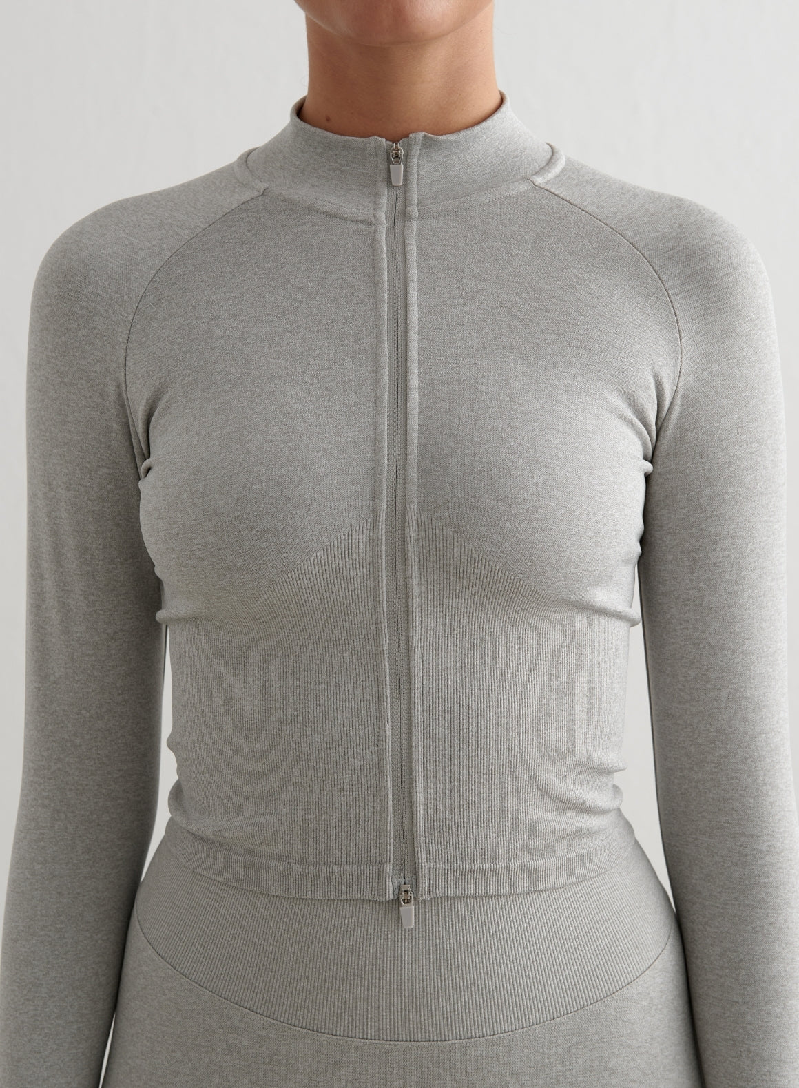 Grey Melange Shape Seamless Zip Jacket - Image 5