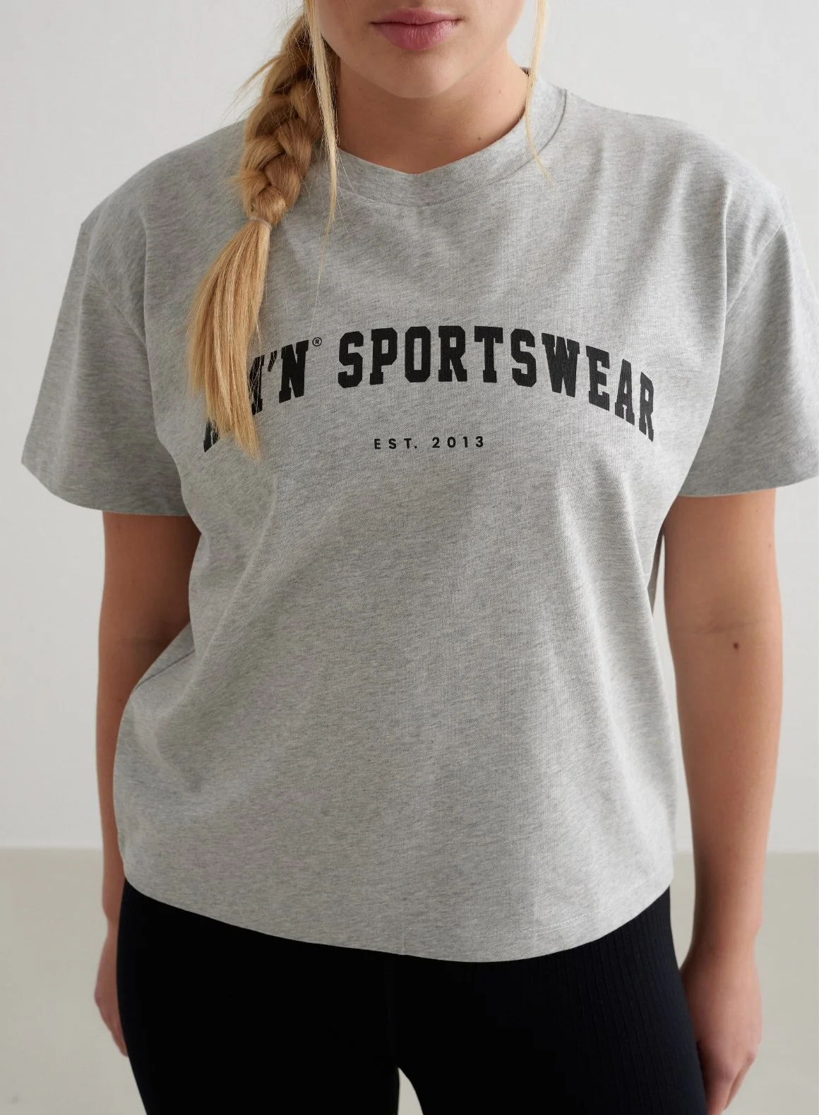 Grey Melange Varsity Boxy T-shirt - Image 2