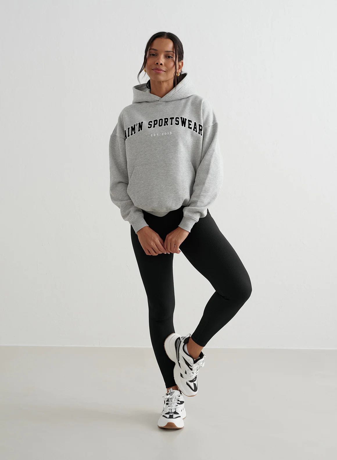 Grey Melange Varsity Sweat Hood - Image 5