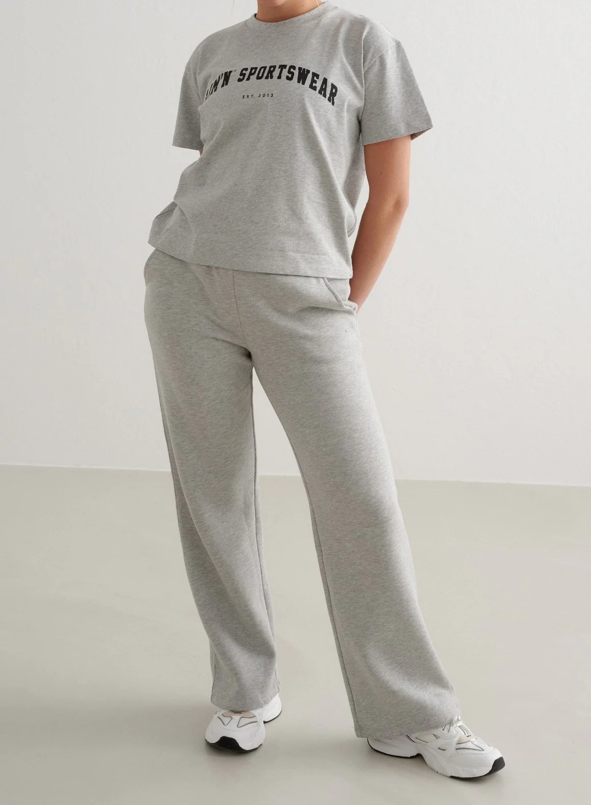 Grey Melange Wide Sweatpants - Image 8