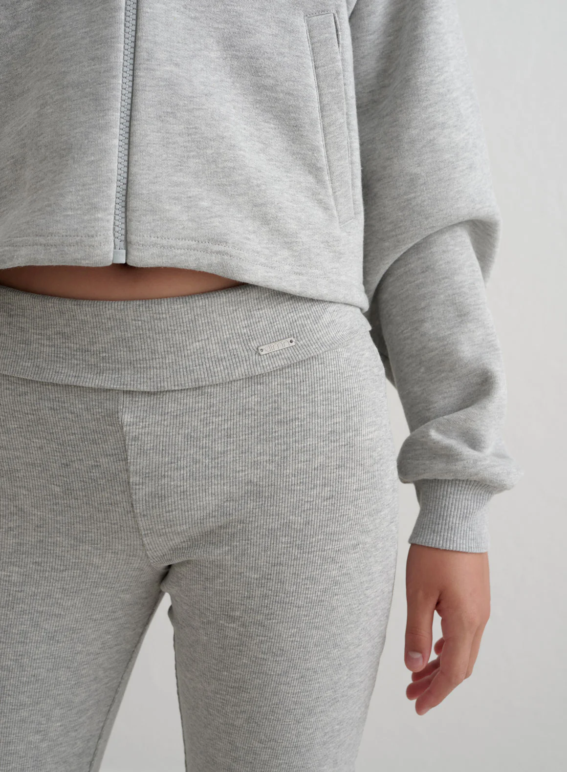 Grey Melange Young Ease Ribbed Pants - Image 3