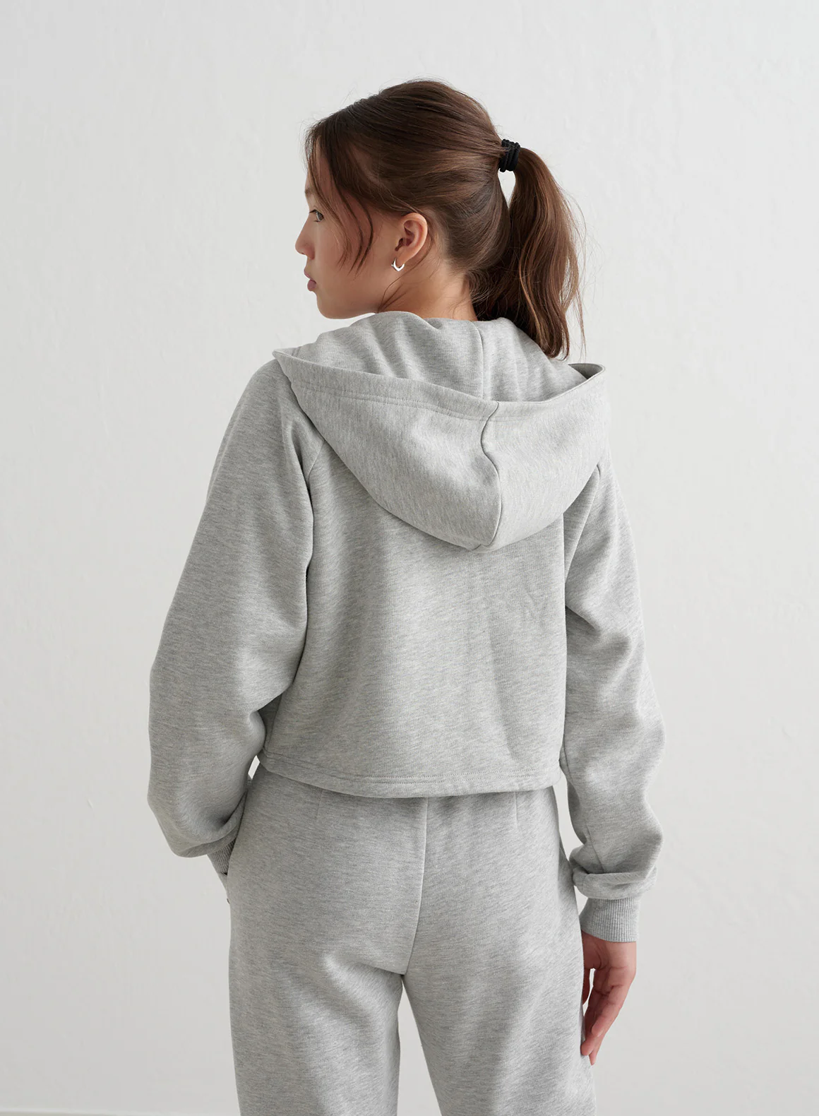 Grey Melange Young Sweat Zip Hood - Image 3