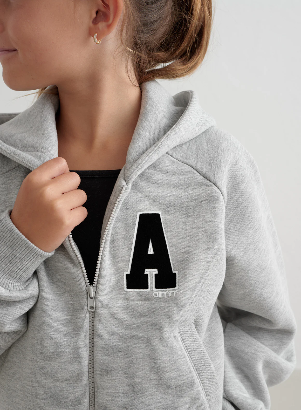 Grey Melange Young Sweat Zip Hood - Image 4