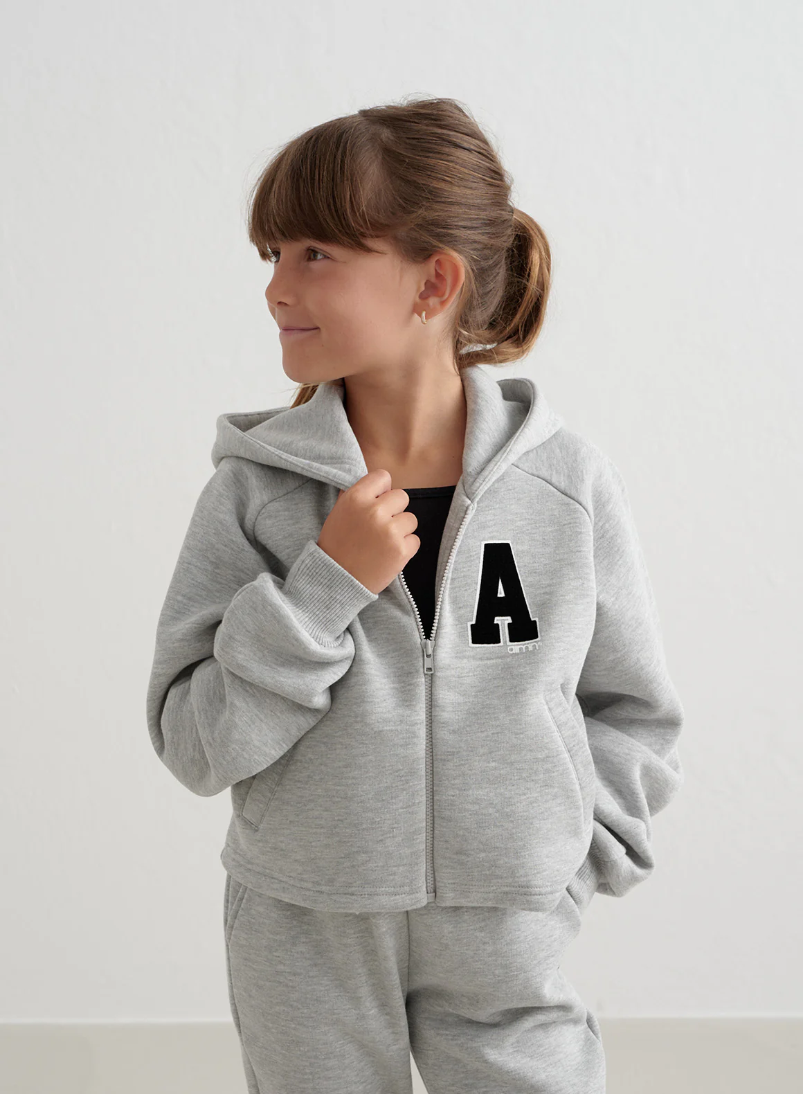Grey Melange Young Sweat Zip Hood - Image 6