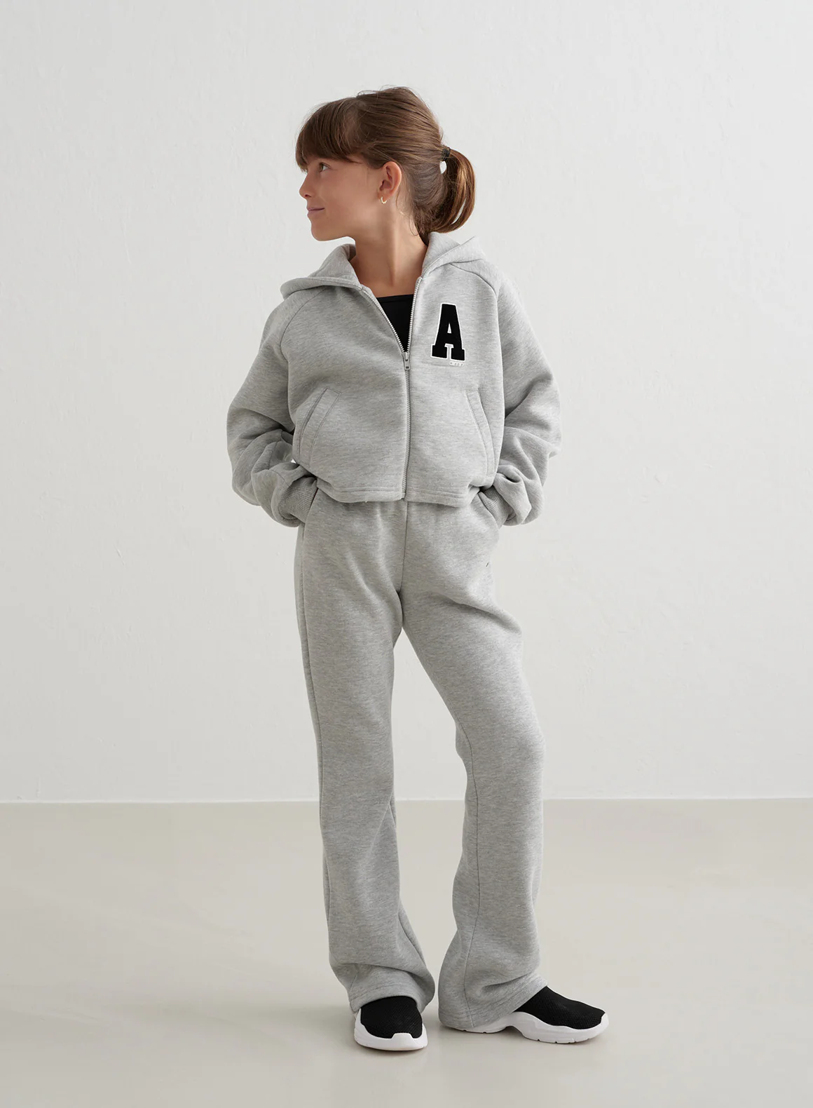 Grey Melange Young Sweat Zip Hood - Image 7