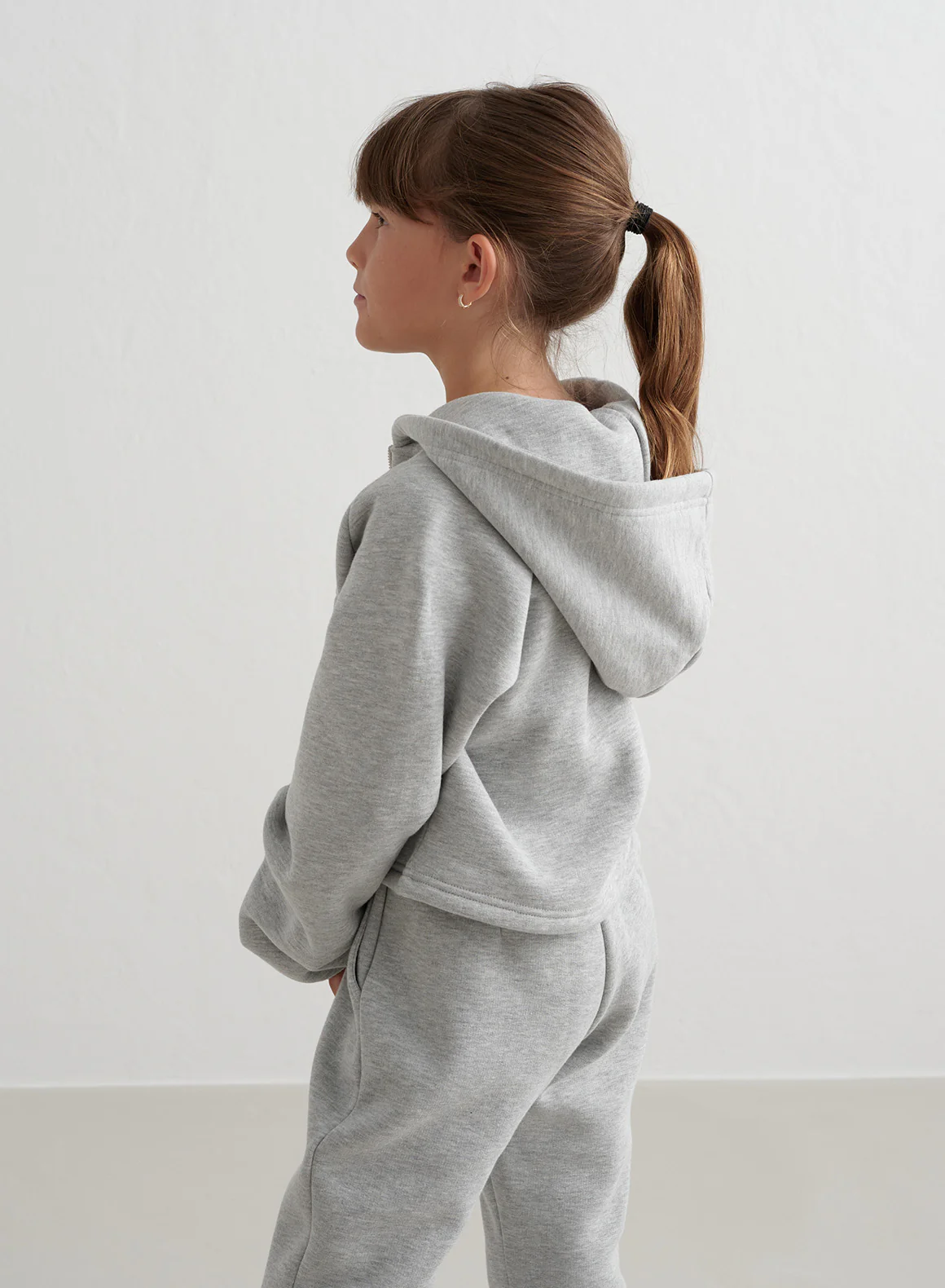 Grey Melange Young Sweat Zip Hood - Image 8