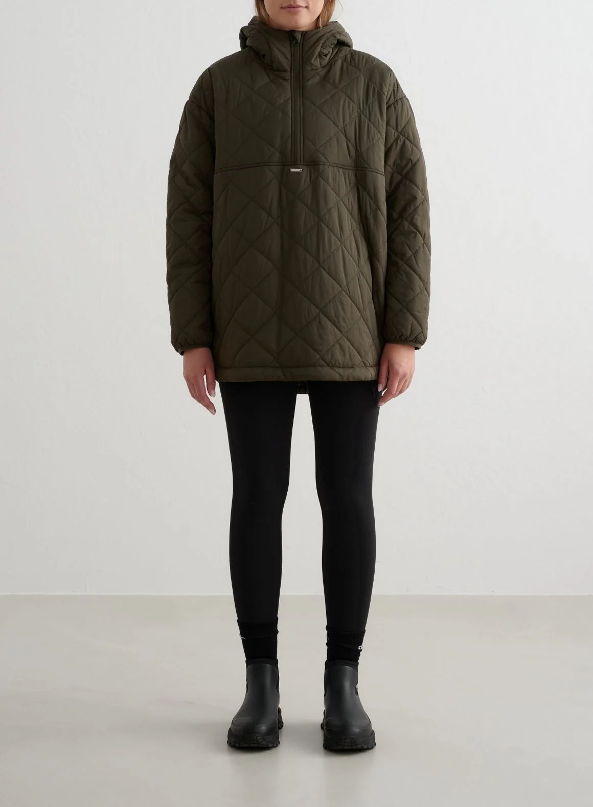 Khaki Oversized Quilted Anorak - Image 3