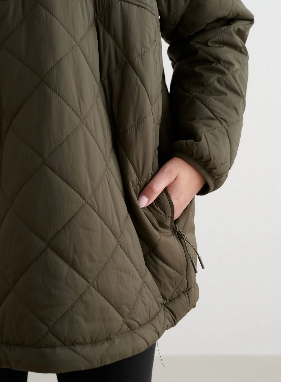 Khaki Oversized Quilted Anorak - Image 6