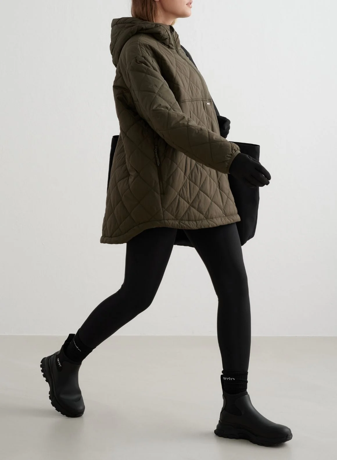 Khaki Oversized Quilted Anorak - Image 8