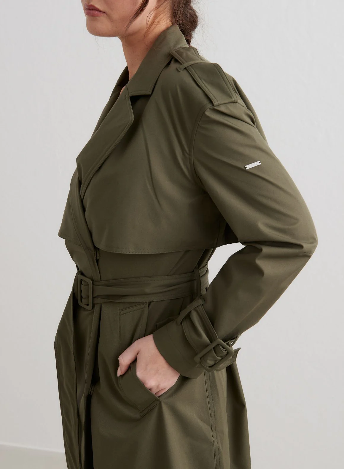 Khaki Recycled Tech Trench Coat