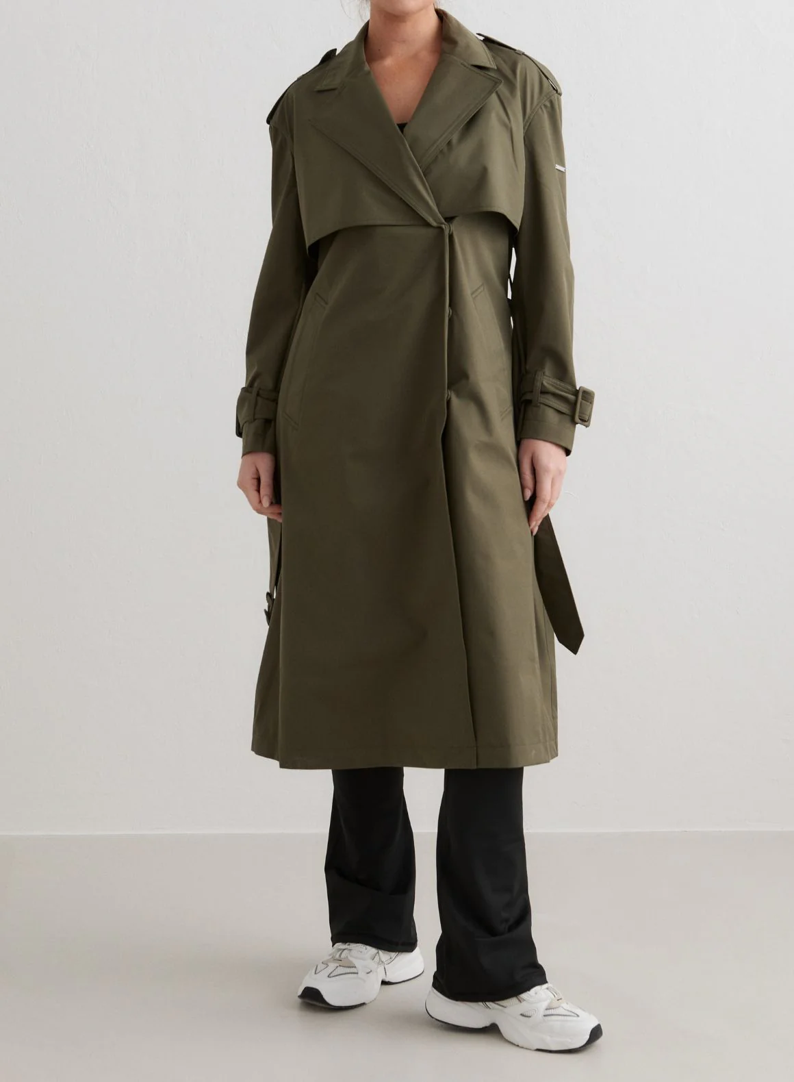 Khaki Recycled Tech Trench Coat - Image 3
