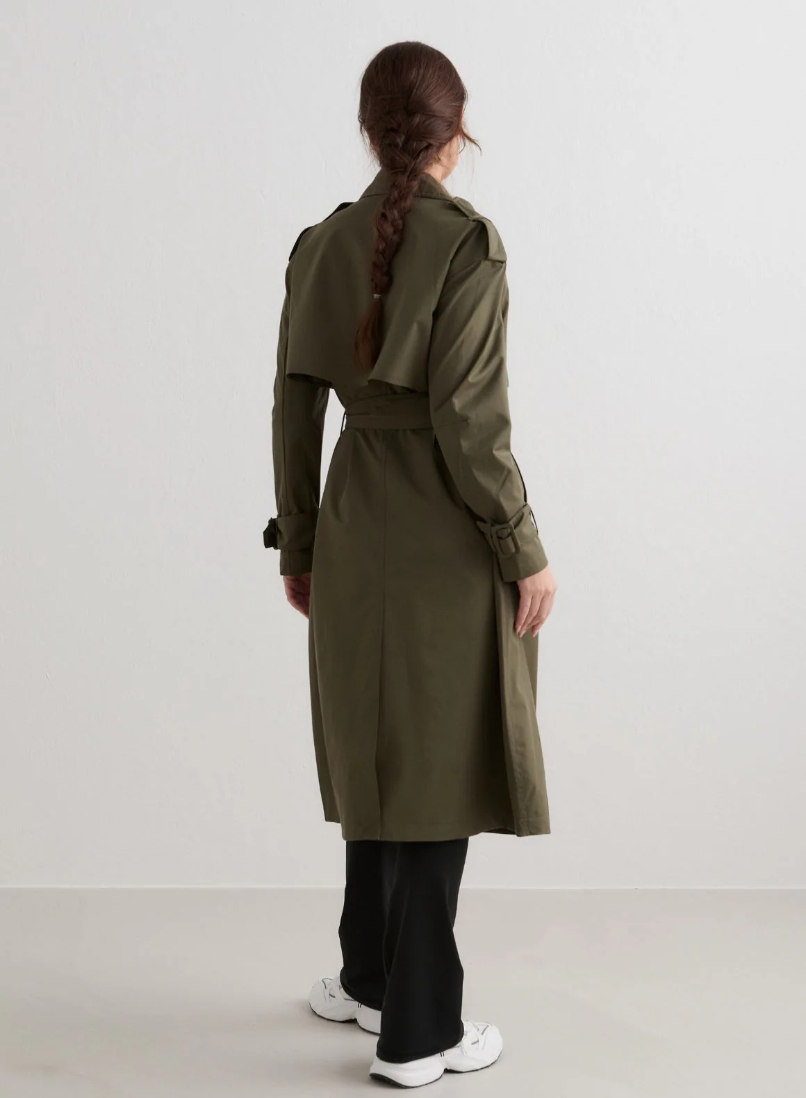 Khaki Recycled Tech Trench Coat - Image 4
