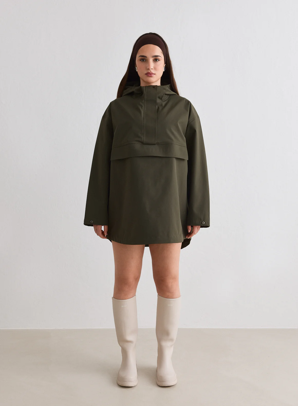 Khaki Waterproof Oversized Anorak - Image 6