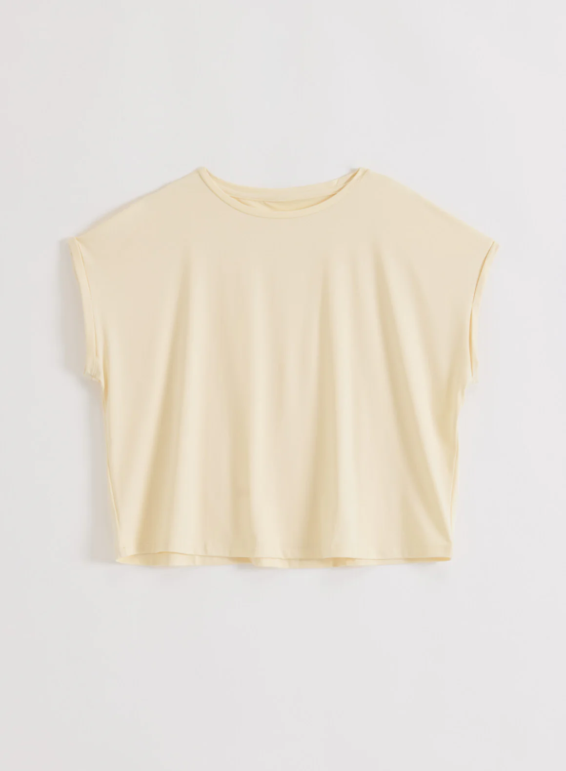 Lemon White Soft Basic Roll Sleeve Top - Image 6