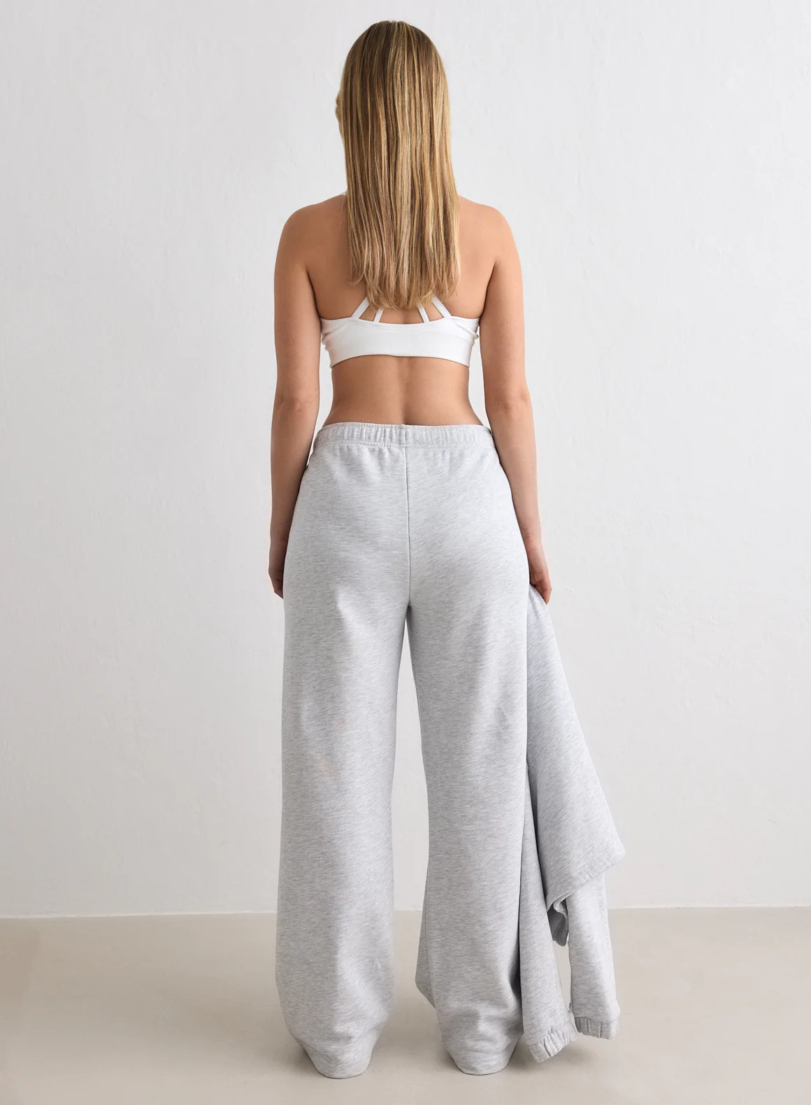 Light Grey Melange Chunky Terry Sweatpants - Image 3