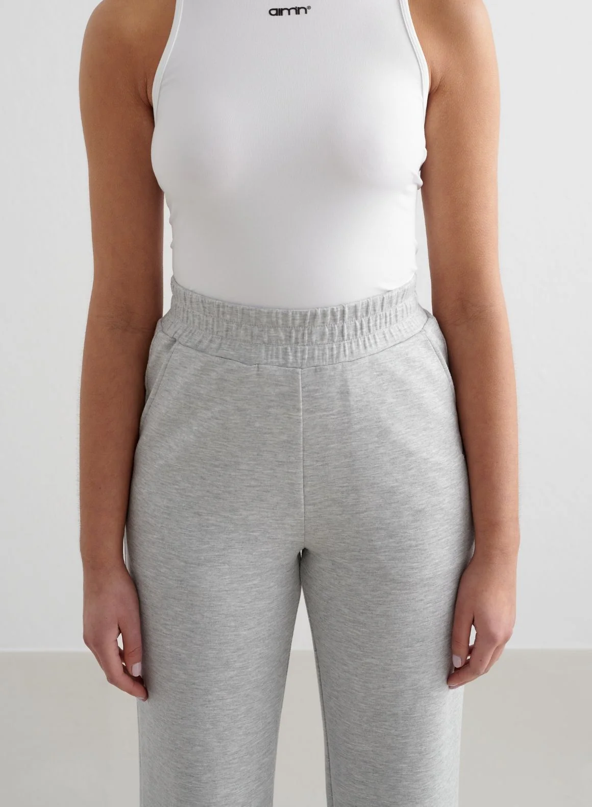 Light Grey Melange Comfy Modal Wide Pants - Image 3