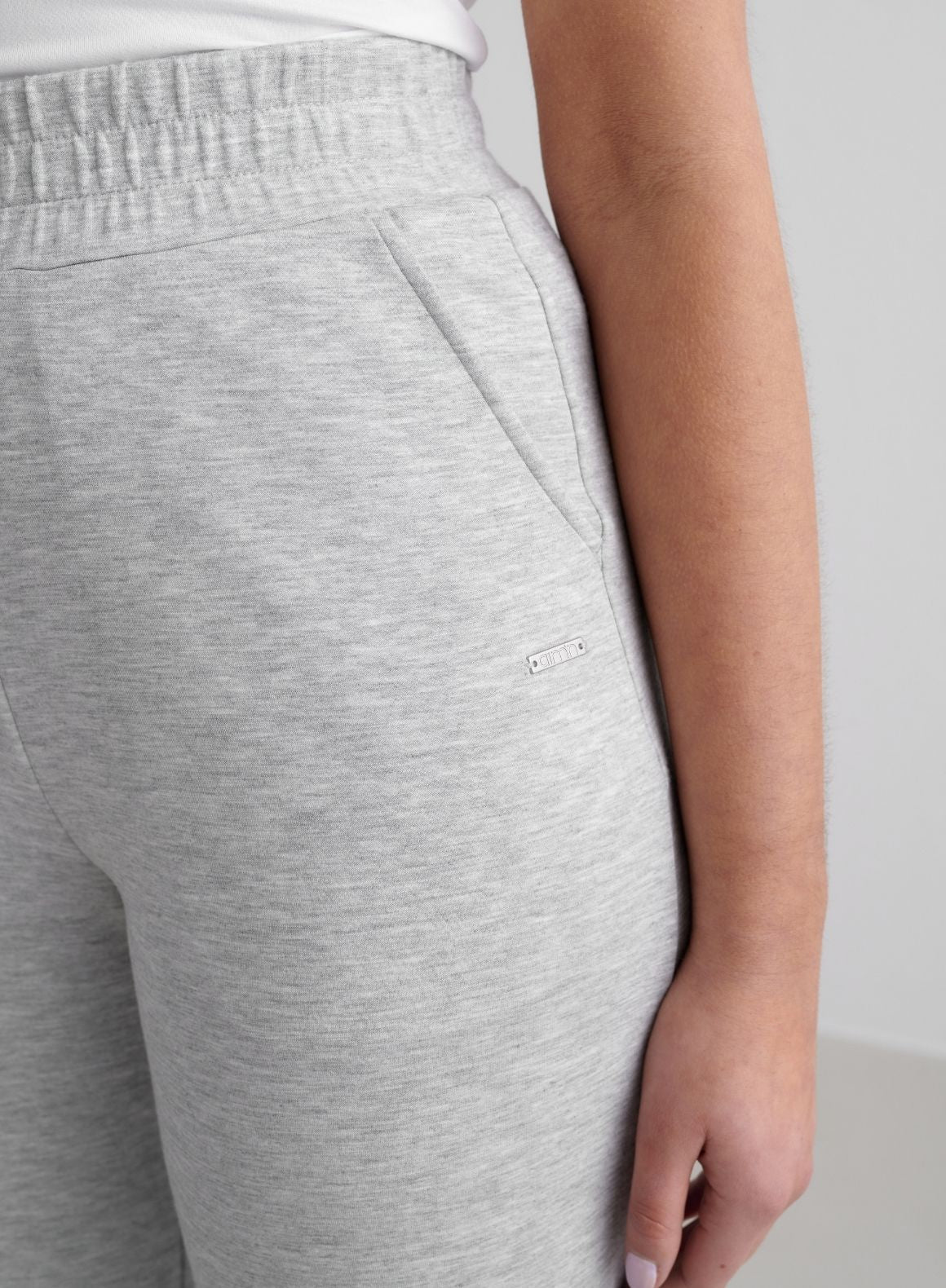 Light Grey Melange Comfy Modal Wide Pants - Image 6