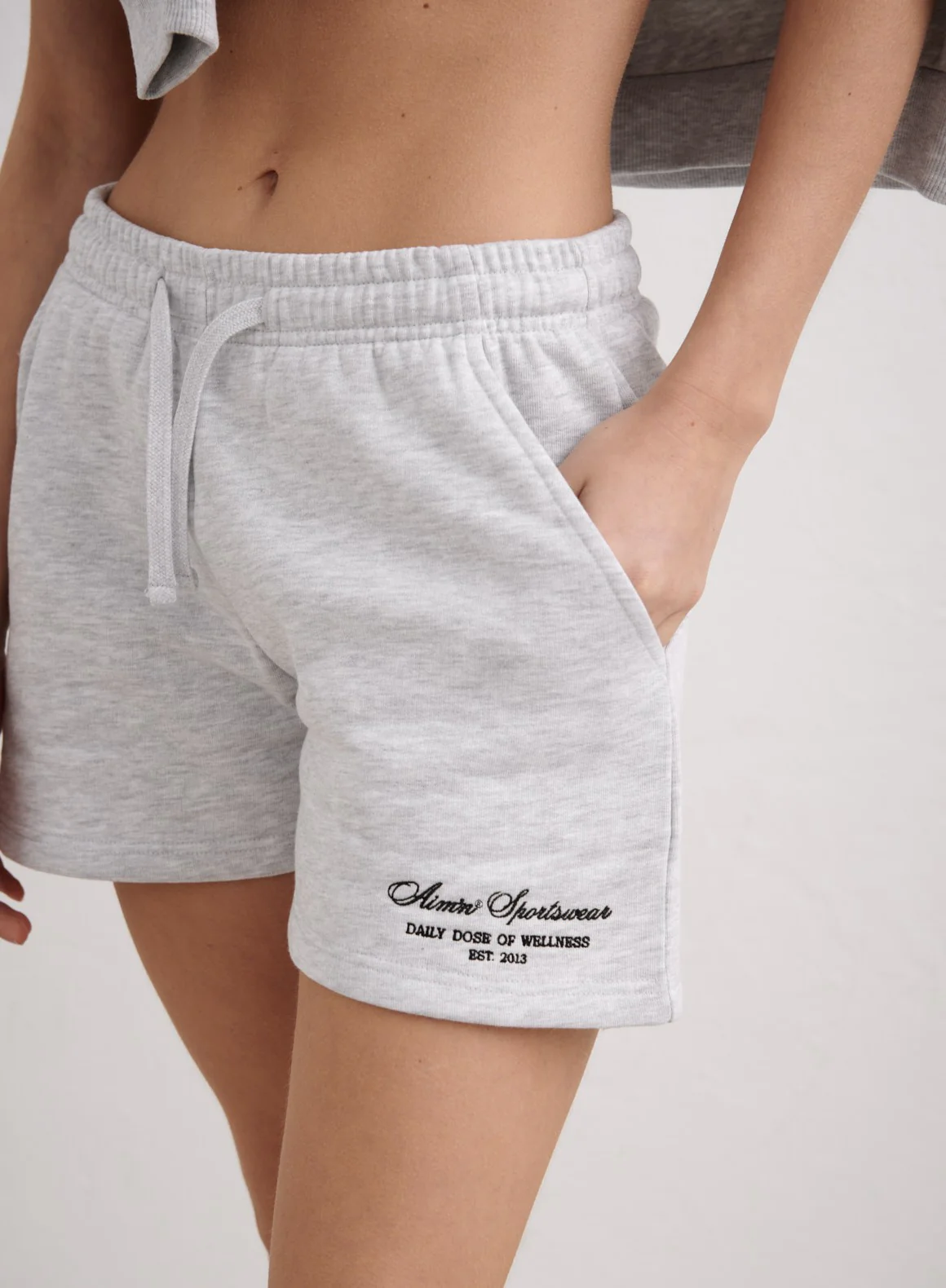 Light Grey Melange Script Sweat Shorts - Image 3