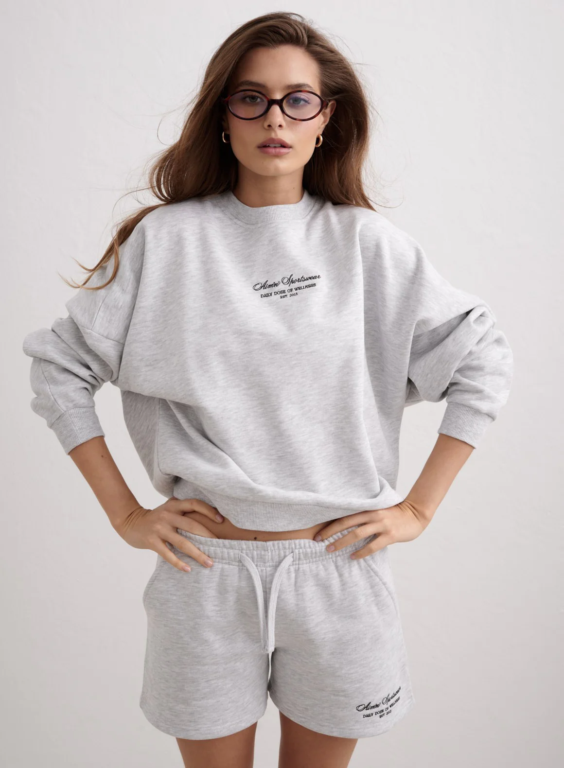 Light Grey Melange Script Sweat Shorts - Image 5