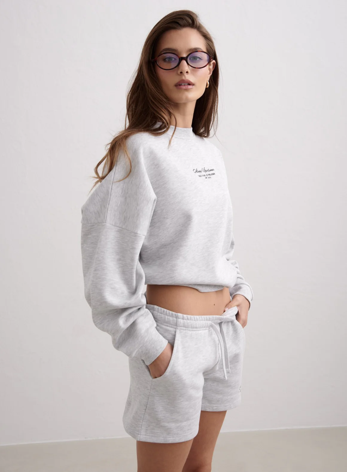 Light Grey Melange Script Sweatshirt - Image 3