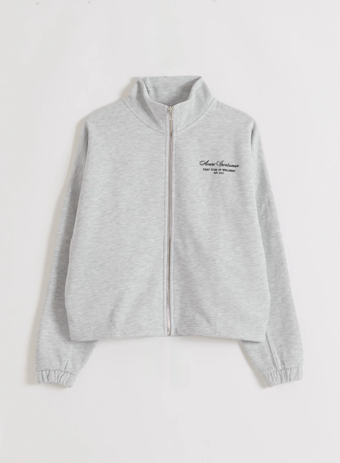 Light Grey Melange Script Zip Jacket - Image 6