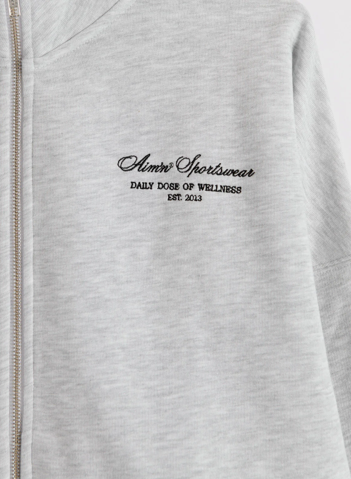 Light Grey Melange Script Zip Jacket - Image 7
