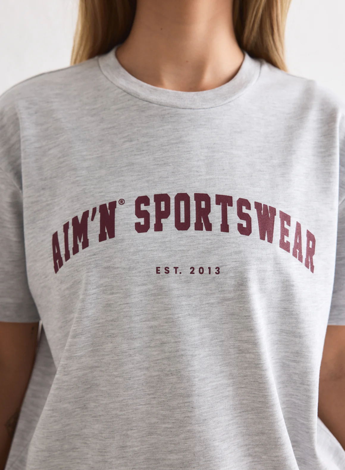 Light Grey Melange Varsity Boxy T-shirt - Image 3
