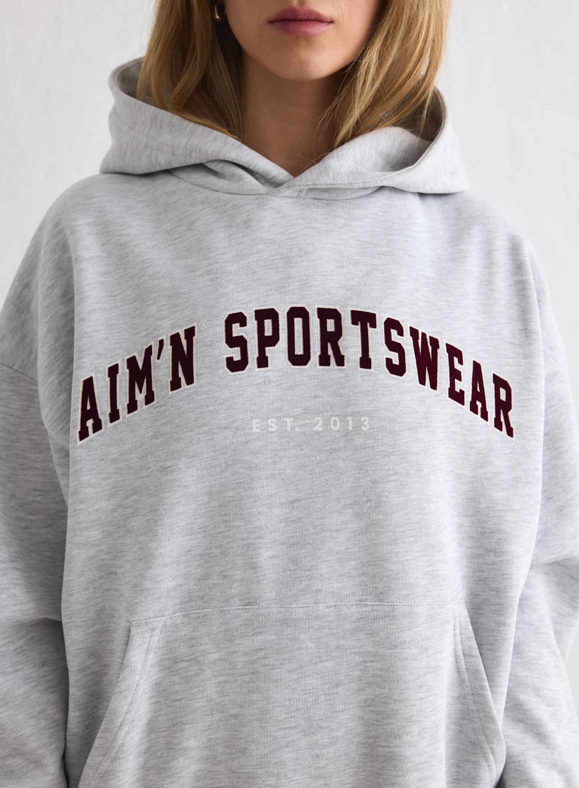 Light Grey Melange Varsity Sweat Hood - Image 2