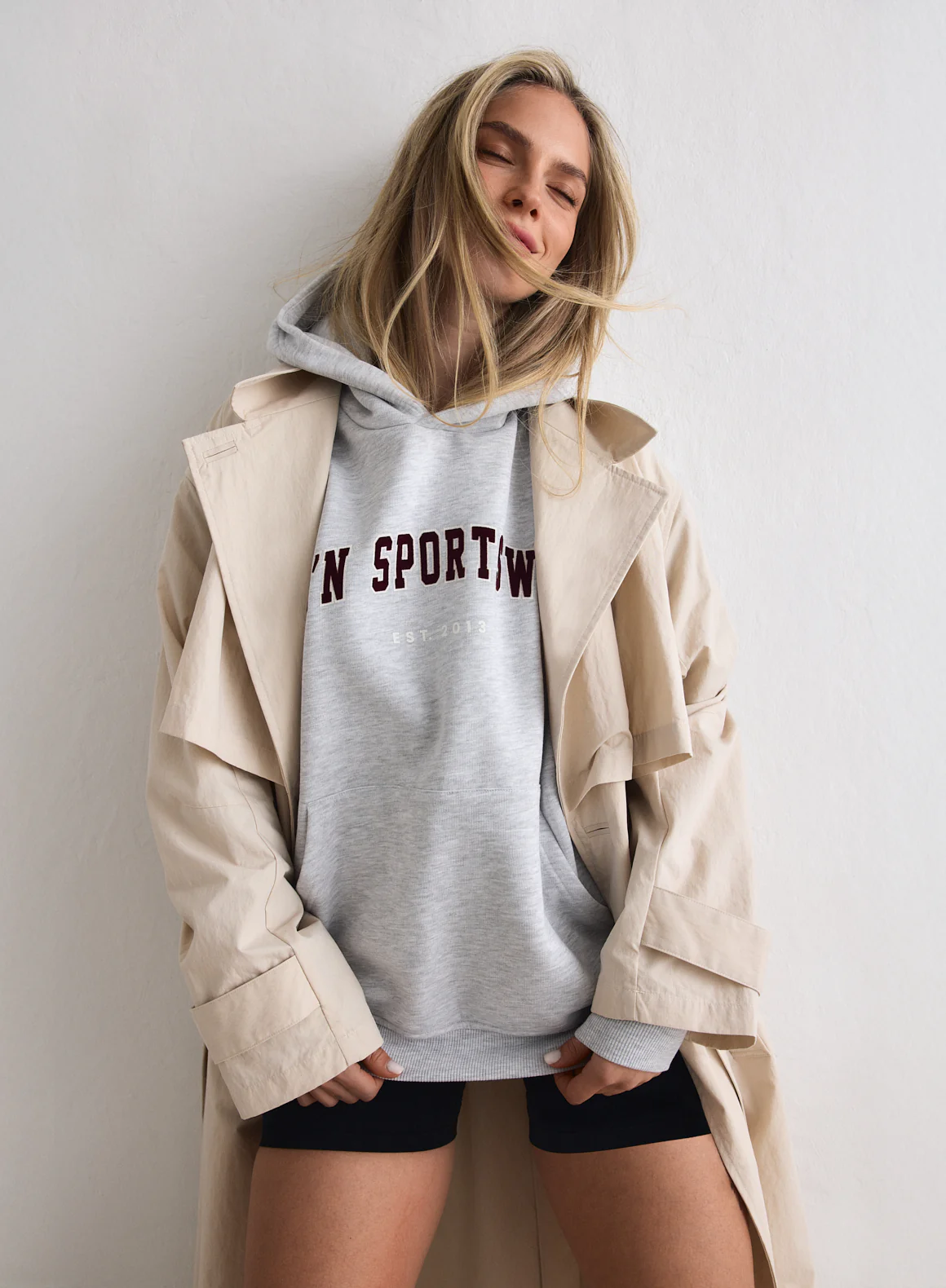 Light Grey Melange Varsity Sweat Hood - Image 5