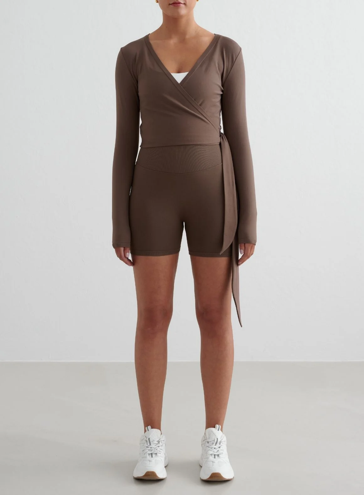 Macchiato Shape Seamless Hotpants & Wrap Longsleeve Set