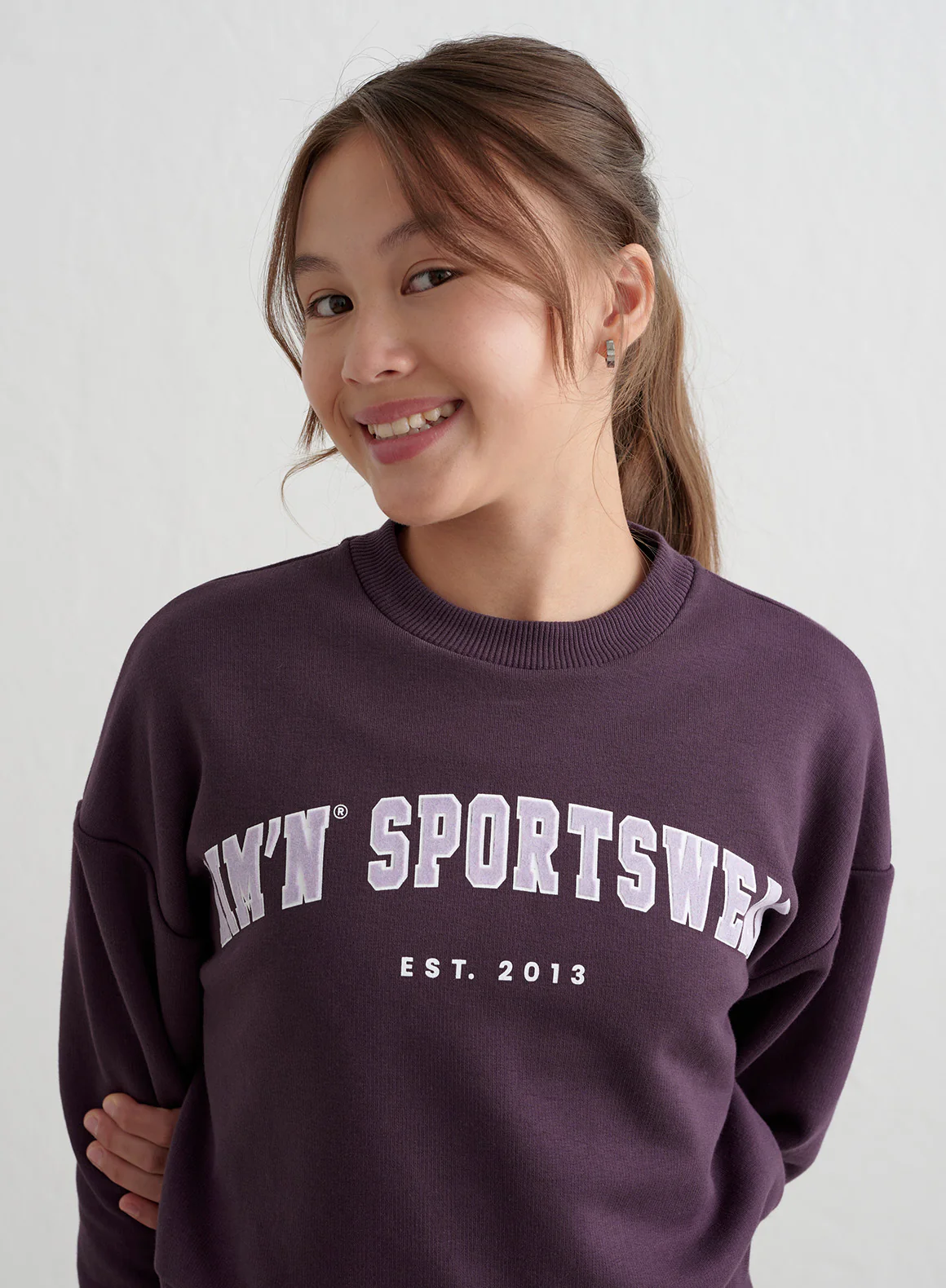 Midnight Plum Young Varsity Sweatshirt - Image 4