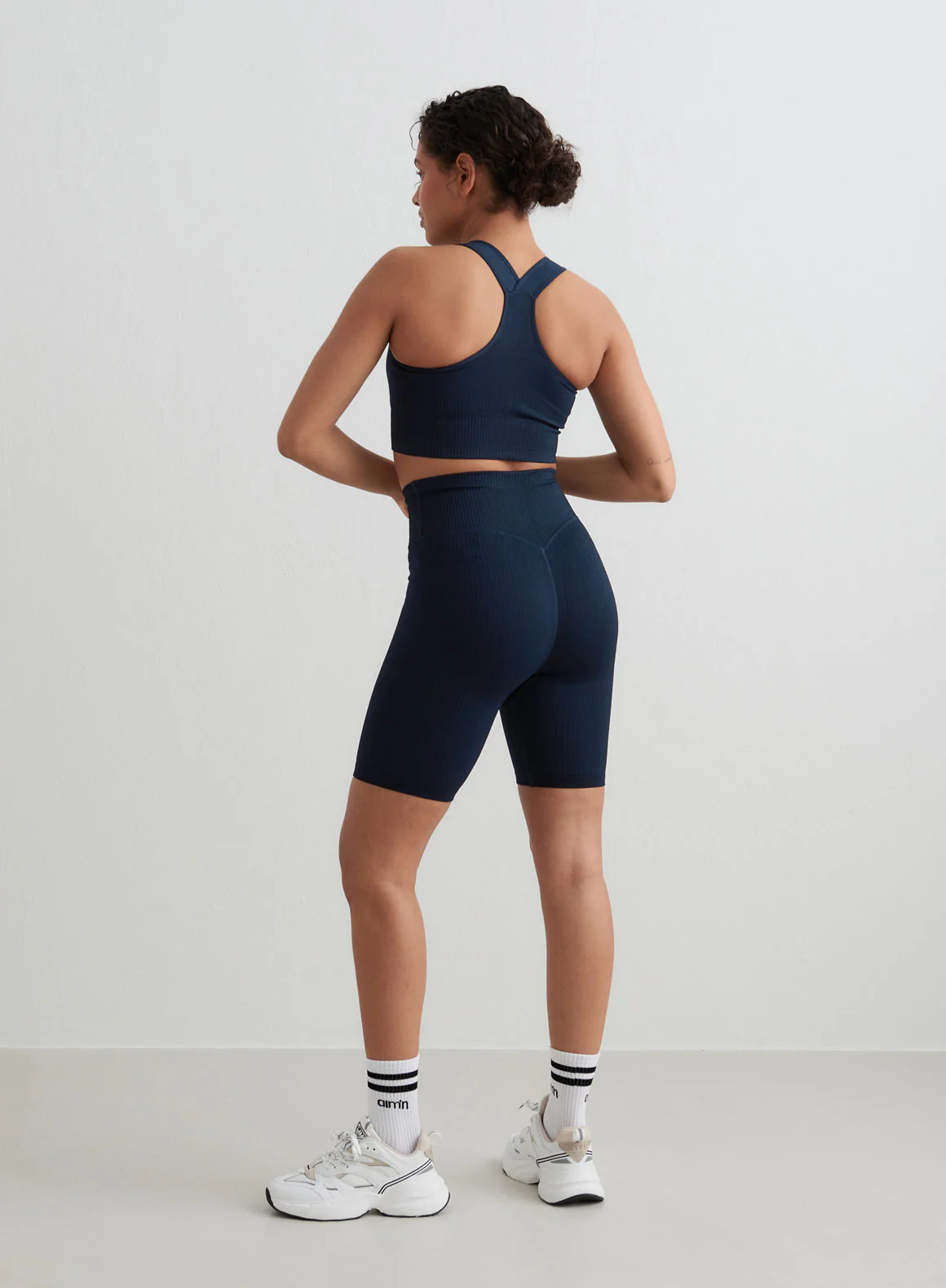 Navy Ribbed Biker Shorts - Image 5