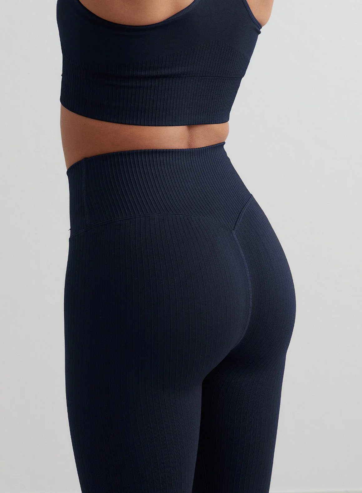 Navy Ribbed Seamless Tall Tights - Image 2