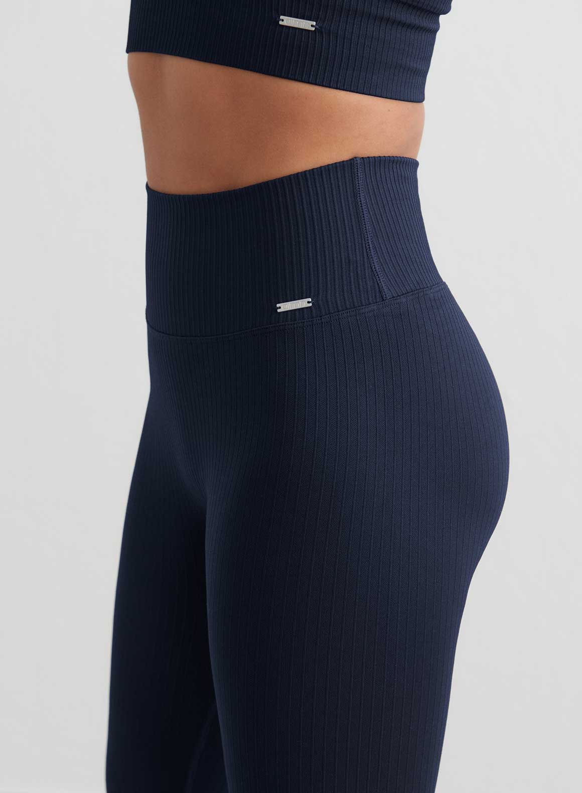 Navy Ribbed Seamless Tights - Image 3