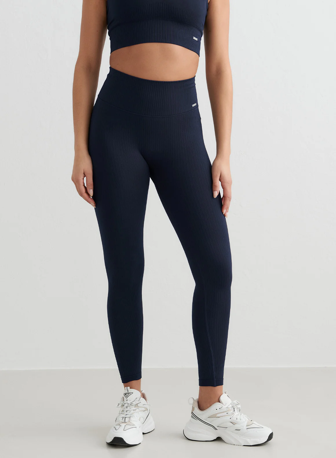 Navy Ribbed Seamless Tights - Image 5
