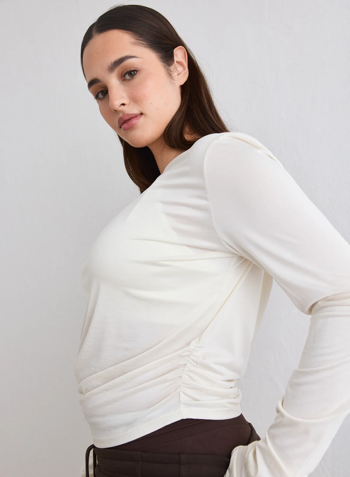 Off White Luminous Draped Long Sleeve - Image 2