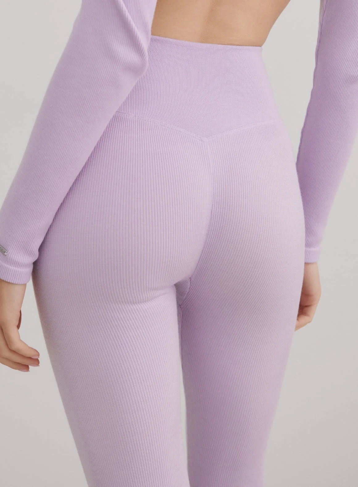 Pale Lavender Ribbed Wool Leggings - Image 4