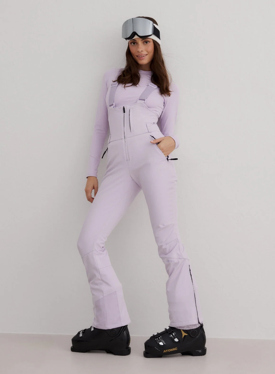 Pale Lavender Stretch Thermo Bib Pants - Image 2