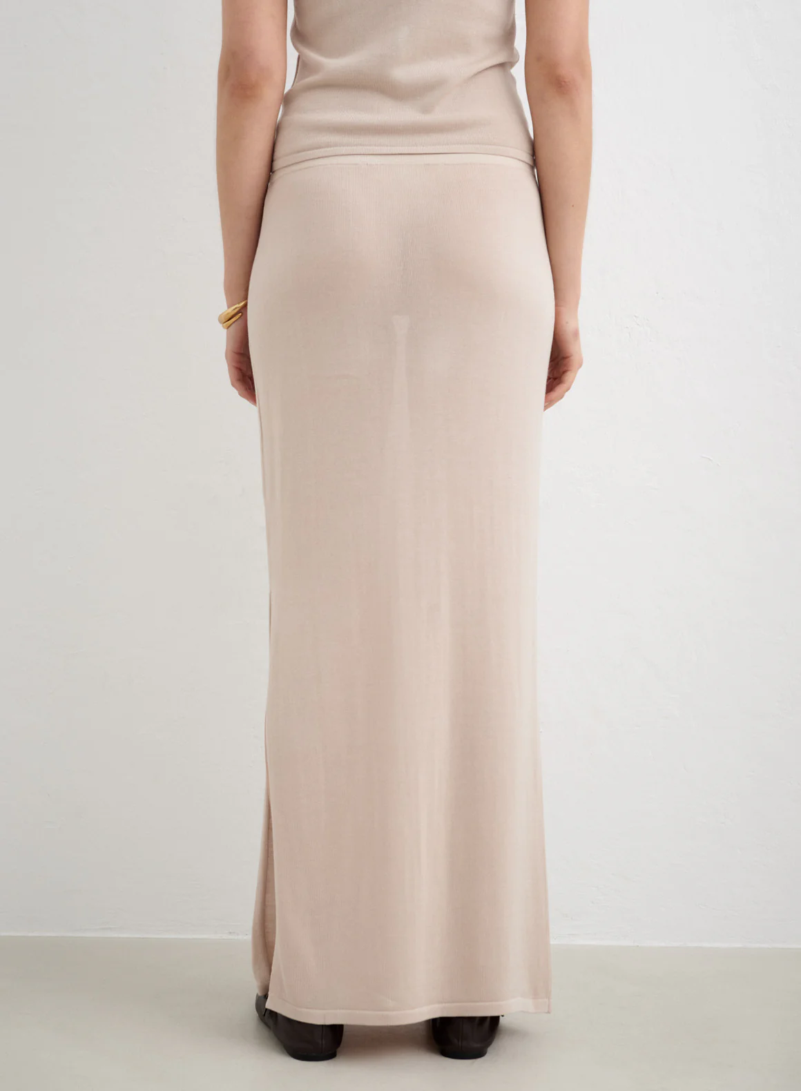 Sand Silk Knit Maxi Skirt - Image 5