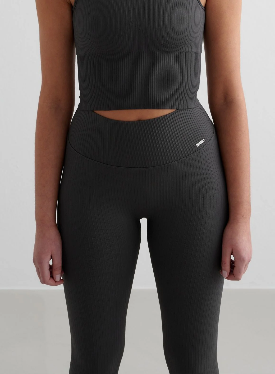 Shadow Grey Ribbed Seamless Petite Tights - Image 3