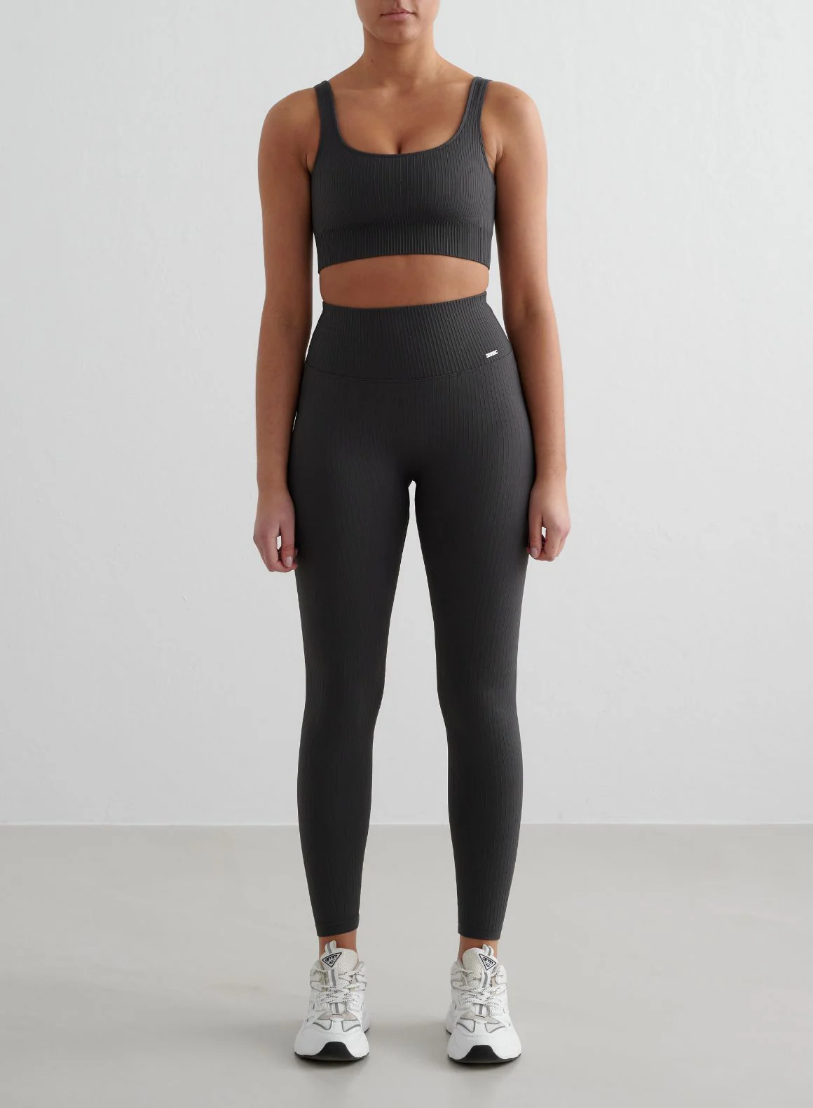 Shadow Grey Ribbed Seamless Tights & Bra Set