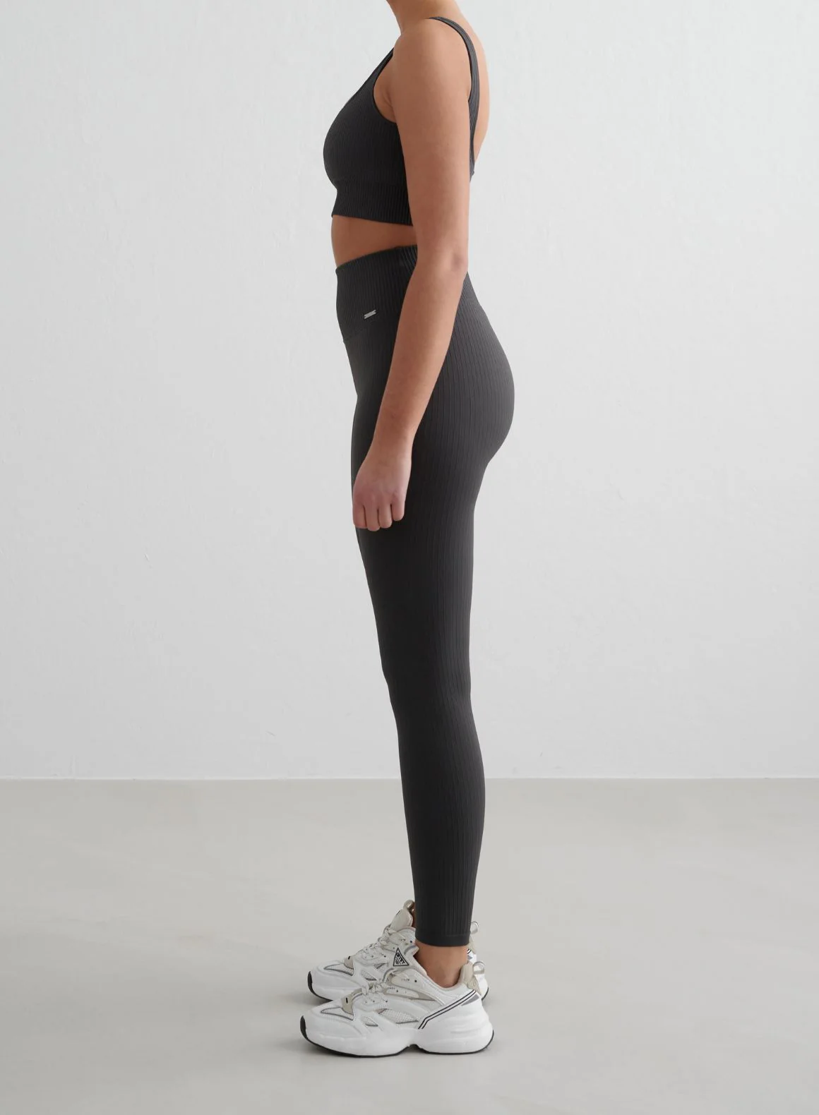 Shadow Grey Ribbed Seamless Tights & Bra Set - Image 3