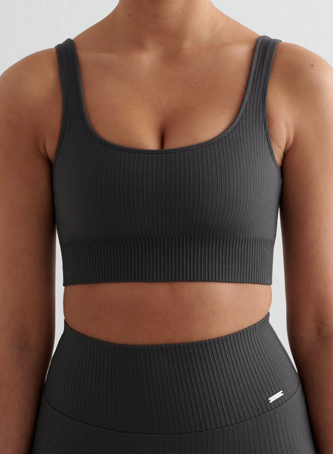 Shadow Grey Ribbed Seamless Tights & Bra Set - Image 4