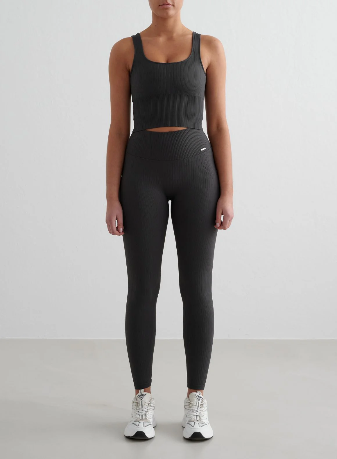 Shadow Grey Ribbed Seamless Tights & Bralette Set