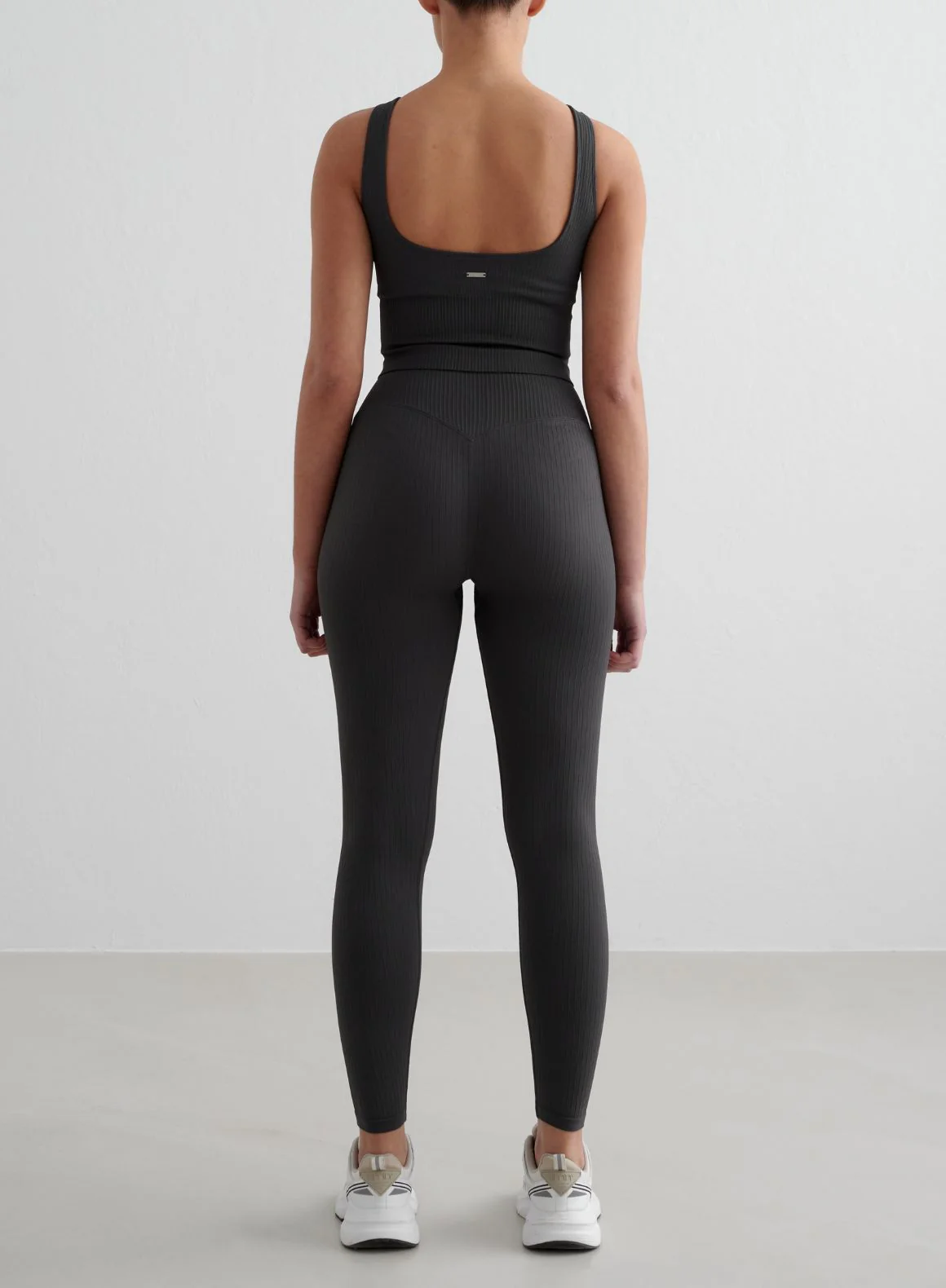 Shadow Grey Ribbed Seamless Tights & Bralette Set - Image 2