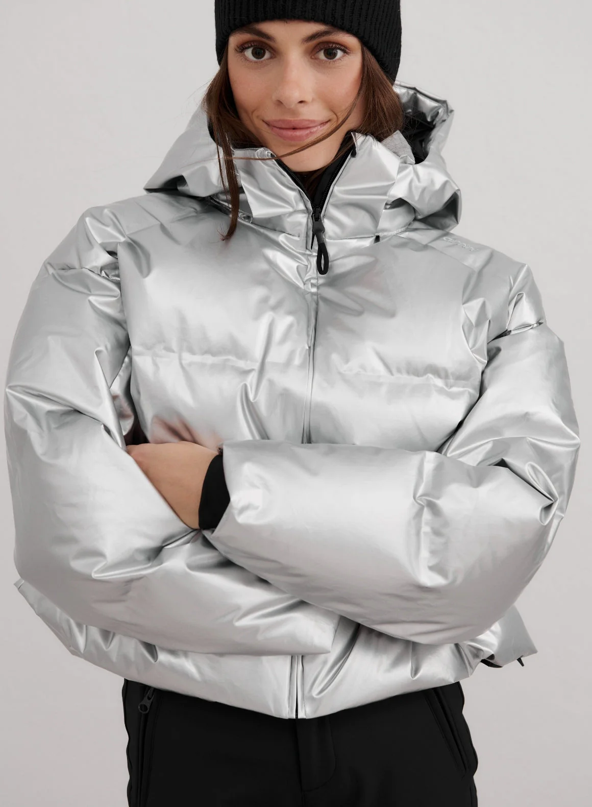 Silver Cortina Glossy Puffer Jacket - Image 2