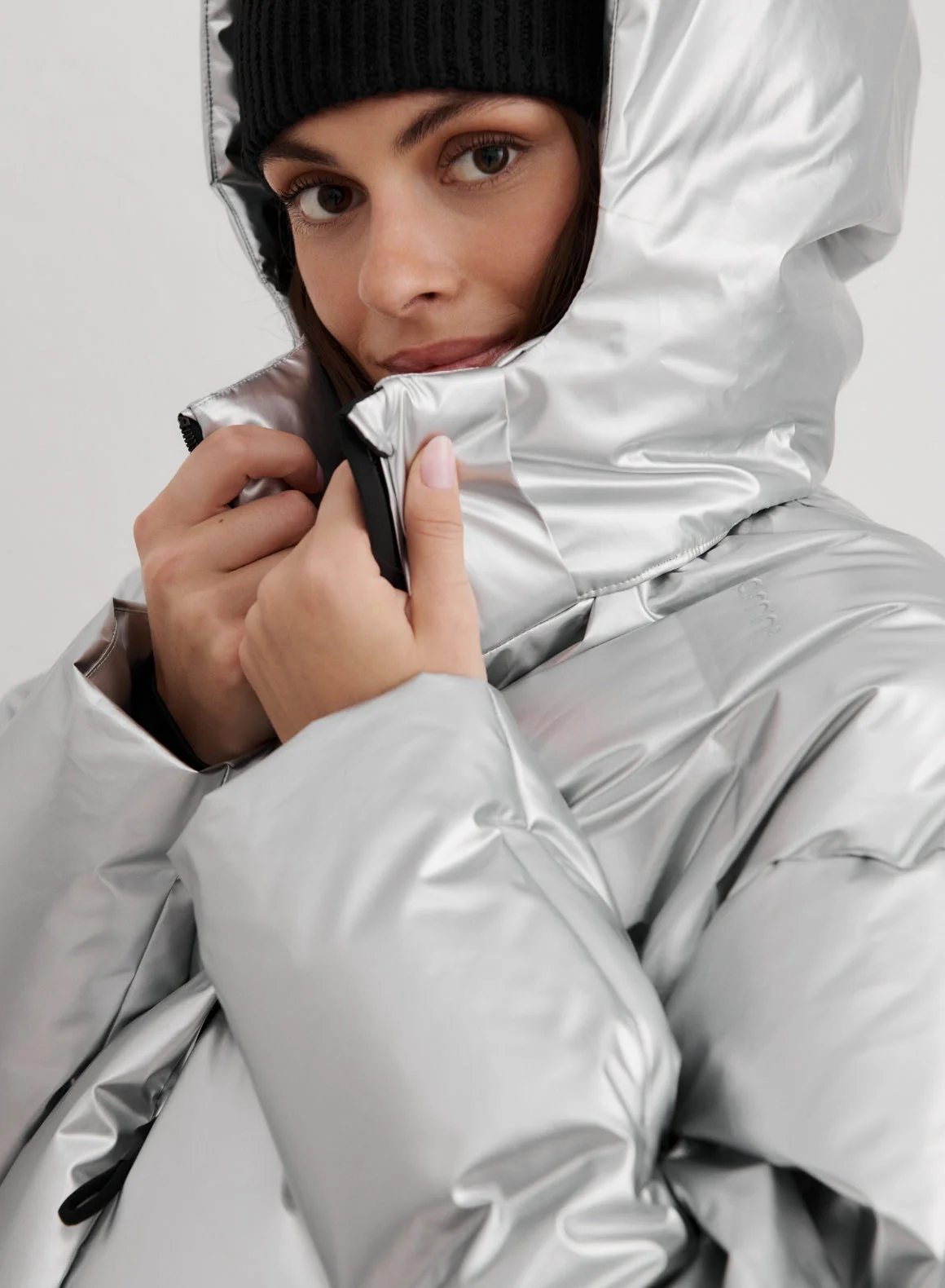 Silver Cortina Glossy Puffer Jacket - Image 4