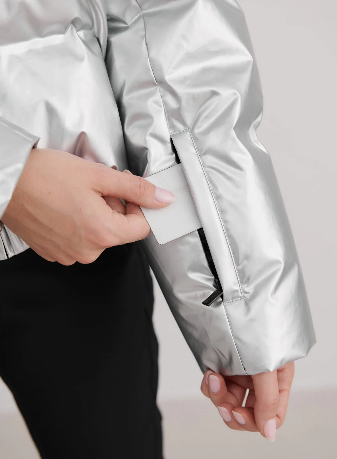 Silver Cortina Glossy Puffer Jacket - Image 6