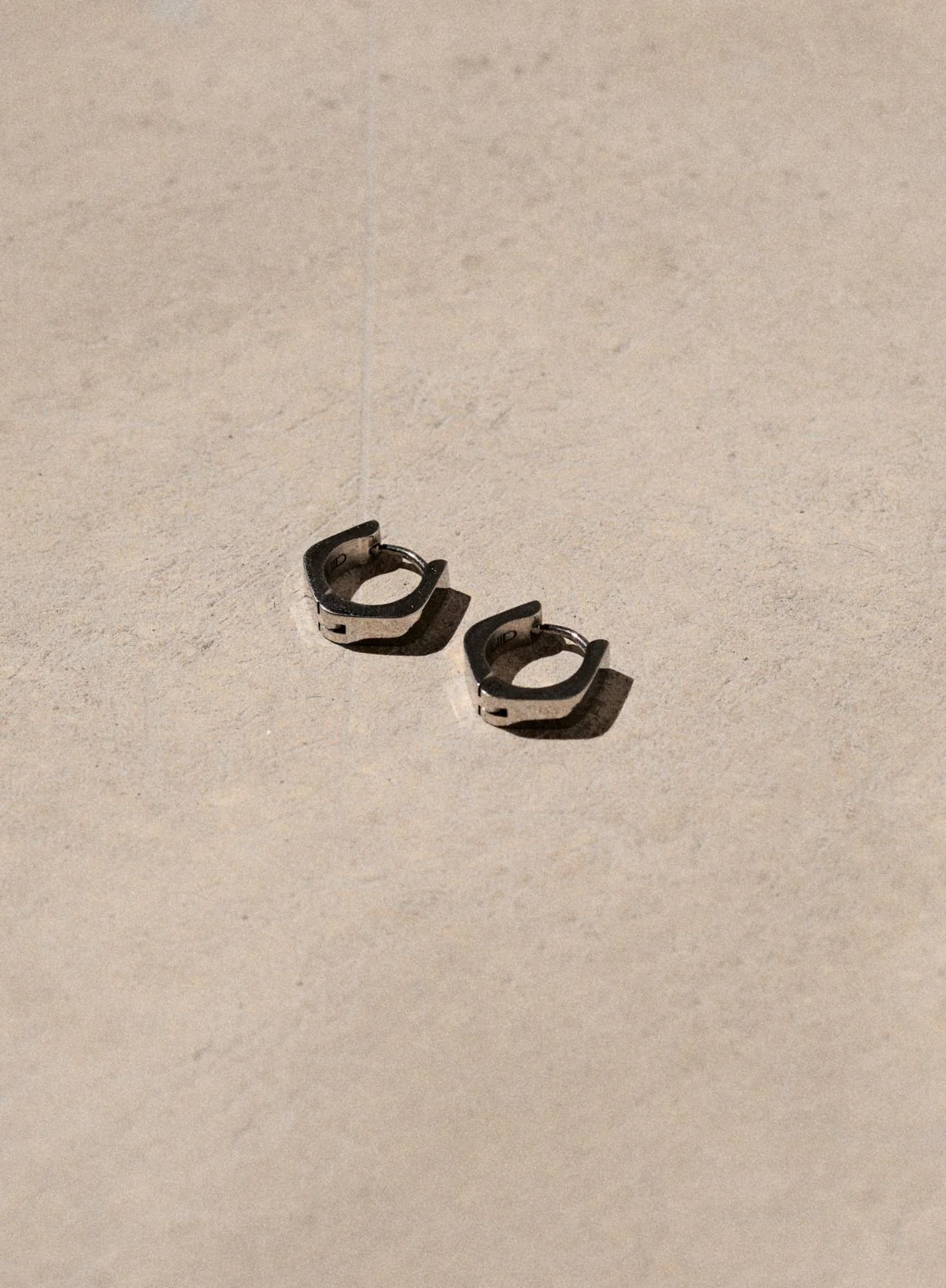 Silver Waterproof Angle Hoop Earrings - Image 4